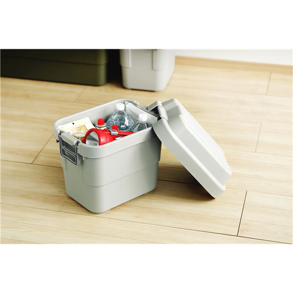 雑貨のお店　ザッカルの収納ボックス 20L 約幅39.2×奥行29.4×高さ37cm グレー トランクカーゴ 日本製 完成品 キャンプ道具 防災用品 ファイル収納[21]｜アングル3