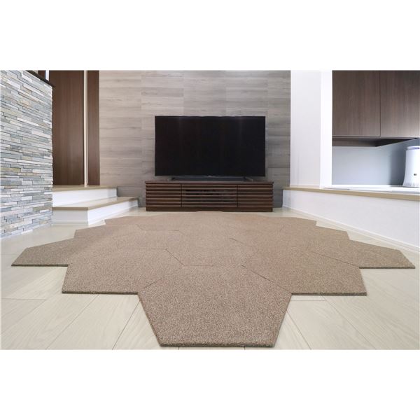 ラグタスタイルラグ タイルラグ ヘキサゴン BR ブラウン 【約50×43cm／10枚セット】【代引不可】[21]