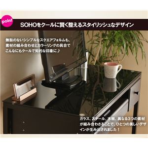 コンパクト パソコンデスク/PCデスク 【ブラウン】 幅85cm スライドトレー・引き出し付き【代引不可】