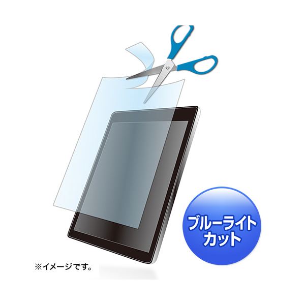 （まとめ）サンワサプライ 8型まで対応フリーカットタイプブルーライトカット液晶保護指紋防止光沢フィルム LCD-80WBCF【×2セット】[21]