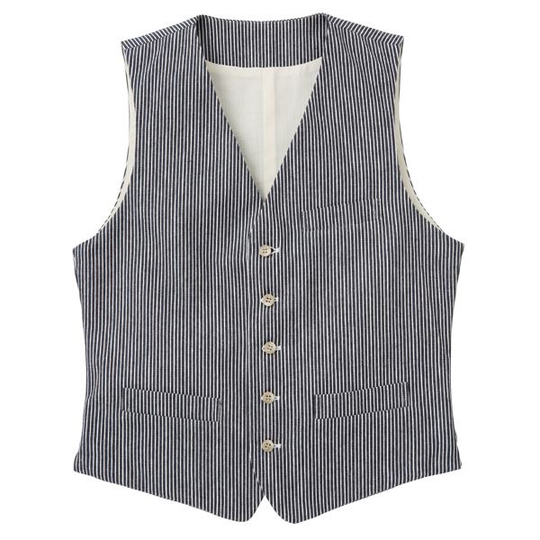 男女兼用ヒッコリーベスト 紺 3Lサイズ KMV2793-11[21]