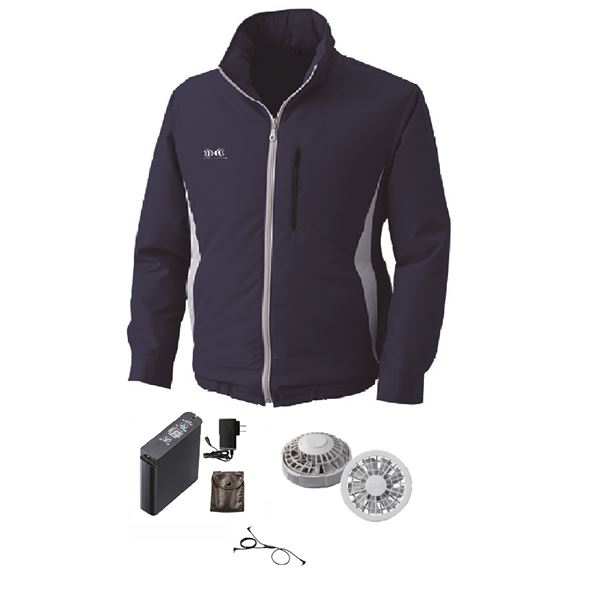 KU90520 空調服 R フード付き ポリエステル製長袖ブルゾン FAN2200G・RD9261・LIPRO2セット ネイビー L[21]