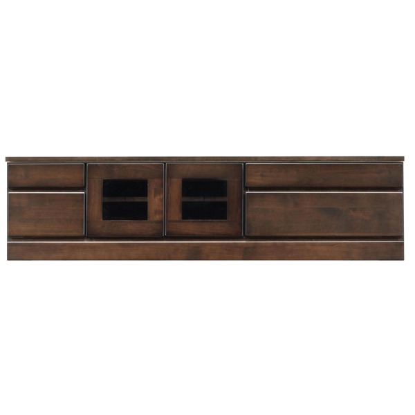 ローボード テレビ台 2段 約幅150cm ダークブラウン 木製 扉収納付き 日本製 リビング ダイニング 完成品 玄関渡し【代引不可】[21]