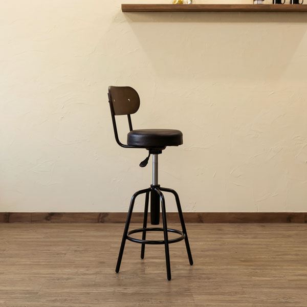 昇降式カウンターチェア/ハイチェア 【ブラック】 張地：合成皮革/合皮 足置き付き 『Ares』【代引不可】[21]