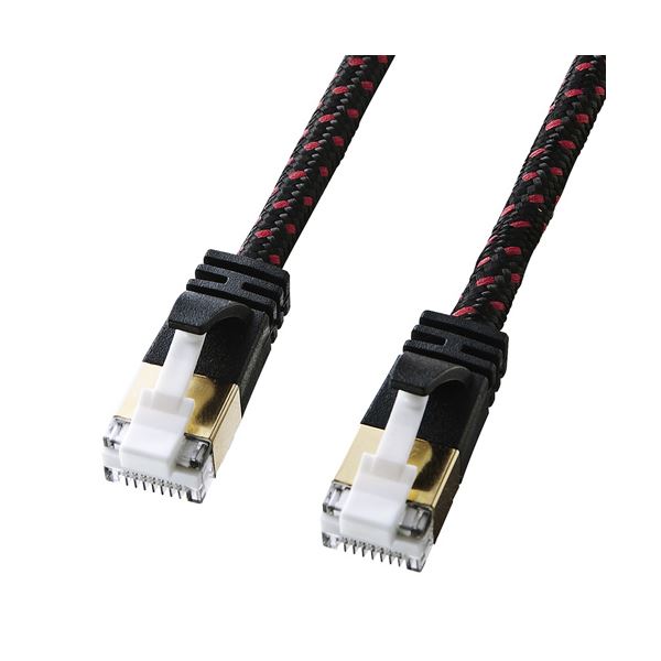 (まとめ)サンワサプライ つめ折れ防止カテゴリ7細径メッシュLANケーブル KB-T7ME-03BKR【×2セット】[21]のサムネイル