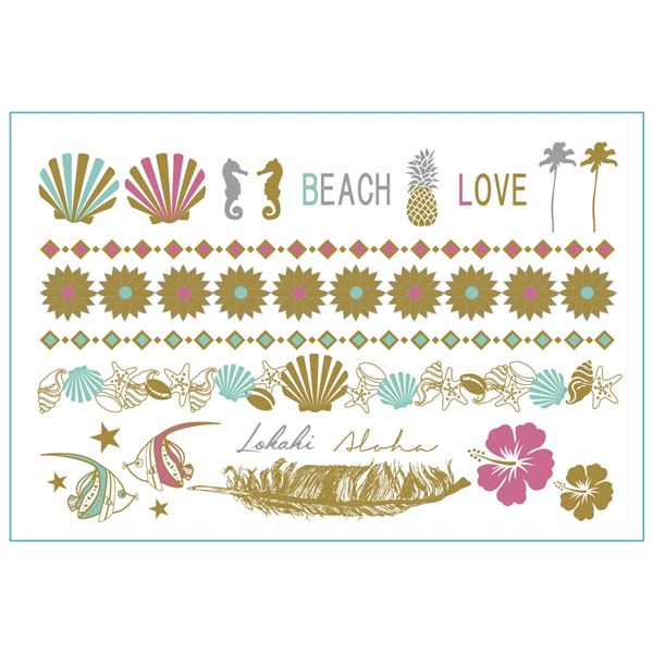 タトゥーシール/フェイクタトゥー 【MERMAID】 水だけで貼れる 『jewel tattoos』 〔コスプレ 仮装 イベント〕【代引不可】[21]