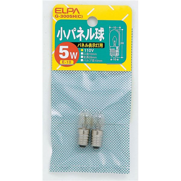 （まとめ） ELPA 小パネル球 電球 5W E10 クリア 2個入 G-3005H（C） 【×10セット】[21]