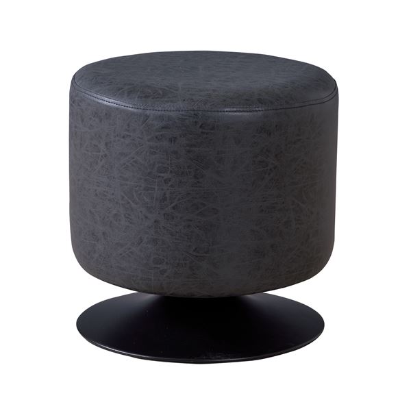 オットマン 直径40cm ブラック ソフトレザー スチールフレーム 回転式 ラウンド スツール リビング ダイニング インテリア家具[21]