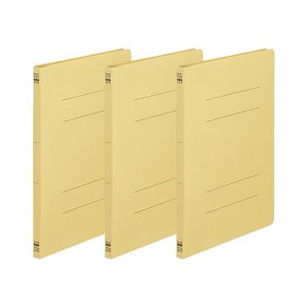 （まとめ）TANOSEE フラットファイル（ノンステープルタイプ）A4タテ 150枚収容 背幅18mm 黄 1パック（3冊）【×100セット】[21]