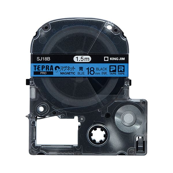 (まとめ) キングジム テプラ PRO テープカートリッジ マグネットテープ 18mm 青／黒文字 SJ18B 1個 【×10セット】[21]