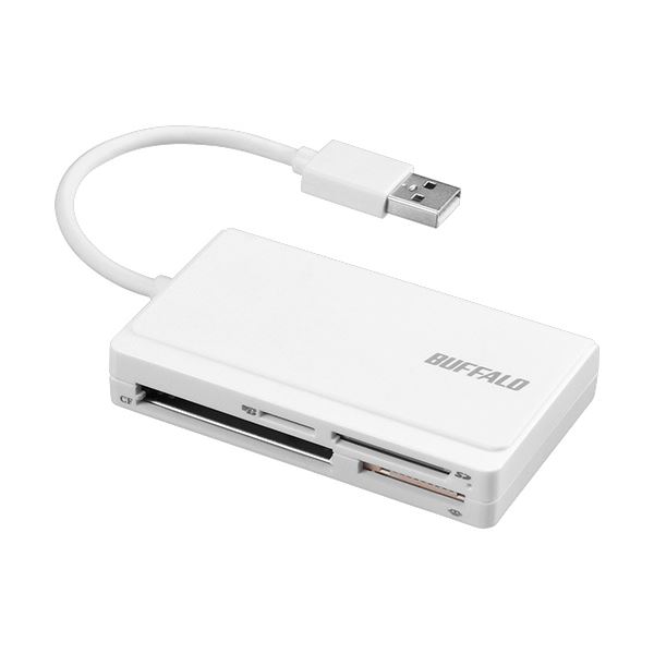 バッファロー USB2.0マルチカードリーダー/ライター ケーブル収納モデル ホワイト BSCR300U2WH 1台[21]