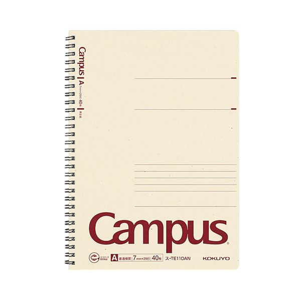 (まとめ) コクヨ キャンパス 再生紙ツインリングノート セミB5 A罫 40枚 ス-TE110AN 1冊 【×50セット】[21]