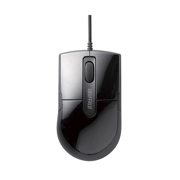 (まとめ) バッファロー 有線BlueLEDマウス 静音 3ボタン Sサイズ ブラック BSMBU26SSBK 1個 【×10セット】[21]