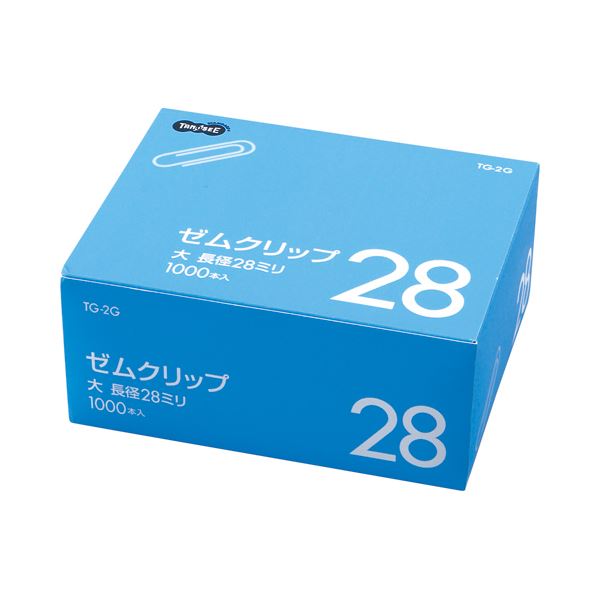 (まとめ) TANOSEE ゼムクリップ 大 28mm シルバー 業務用パック 1箱（1000本） 【×30セット】[21]