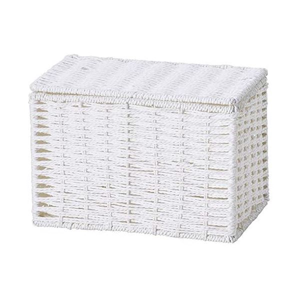 ふた付き ペーパーバスケット/収納かご 【ハーフ ホワイト 3個セット】 約幅23cm 軽量 丈夫 〔リビング 脱衣所 洗面所〕[21]