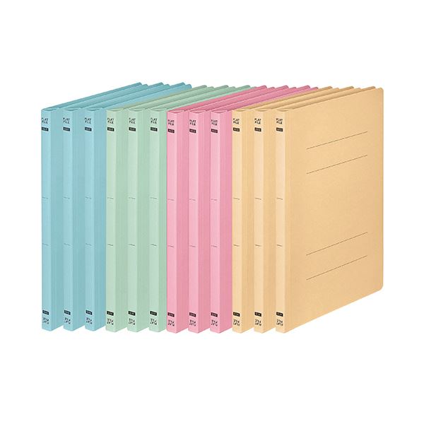 （まとめ）TANOSEE フラットファイルE（エコノミー） A4タテ 150枚収容 背幅18mm 4色アソートパック 1パック（12冊：各色3冊） 【×5セット】[21]