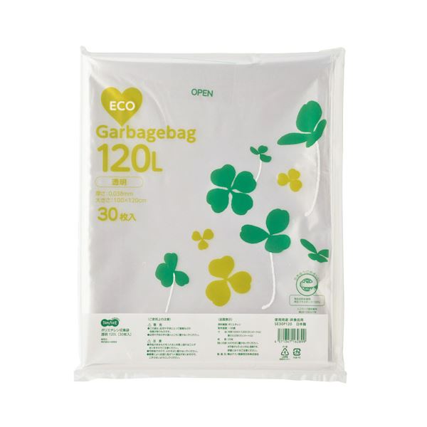 TANOSEE ポリエチレン収集袋 透明 120L 30枚入 【×10セット】[21]