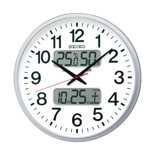 セイコークロック 電波掛時計オフィスタイプ カレンダー・温度湿度表示付 KX237S 1台[21]