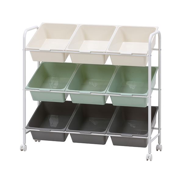 収納棚 収納ラック 幅905×奥行360×高さ860mm スチール PP キャスター付き キッズラック color 9マス リビング【代引不可】[21]