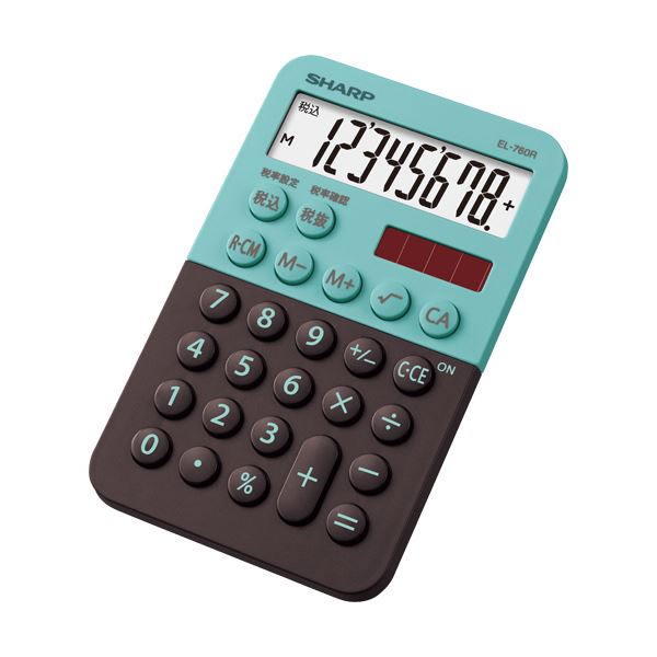 （まとめ）シャープ カラー・デザイン電卓 8桁ミニミニナイスサイズ グリーン系 EL-760R-GX 1台【×5セット】[21]