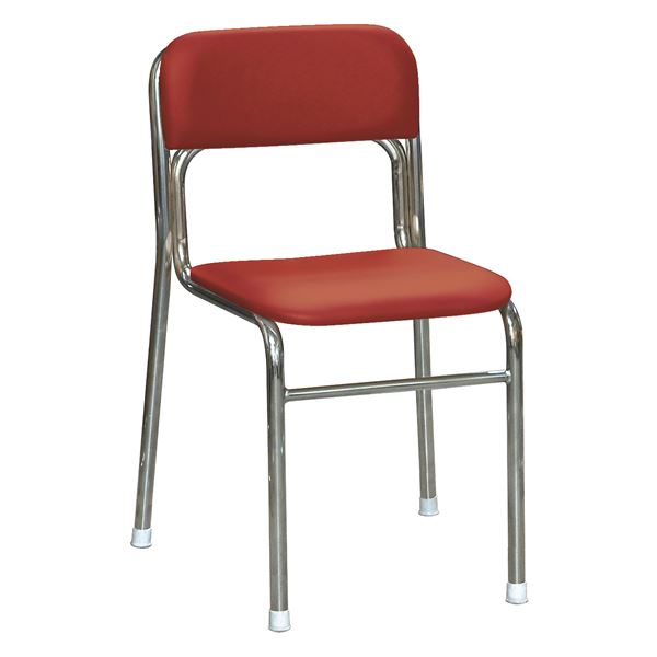 軽量 スタッキングチェア 【5脚セット レッド×クロムメッキ 幅46cm 重さ4.7kg】 日本製 防汚仕様 スチール 『リブラ チェア』【代引不可】[21]