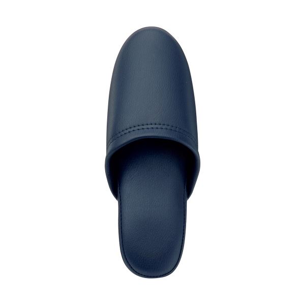 (まとめ) オーミケンシ 抗菌ビニールレザー調スリッパ ダークブルー 1足 【×10セット】[21]