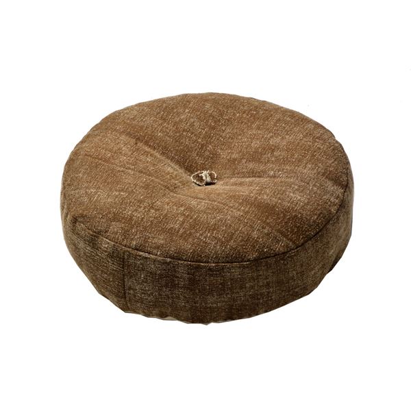 クッション 約45R×12cm ブラウン 円形 インド綿 綿100％ ホットカーペット オールシーズン可 フロアラウンドクッション【代引不可】[21]