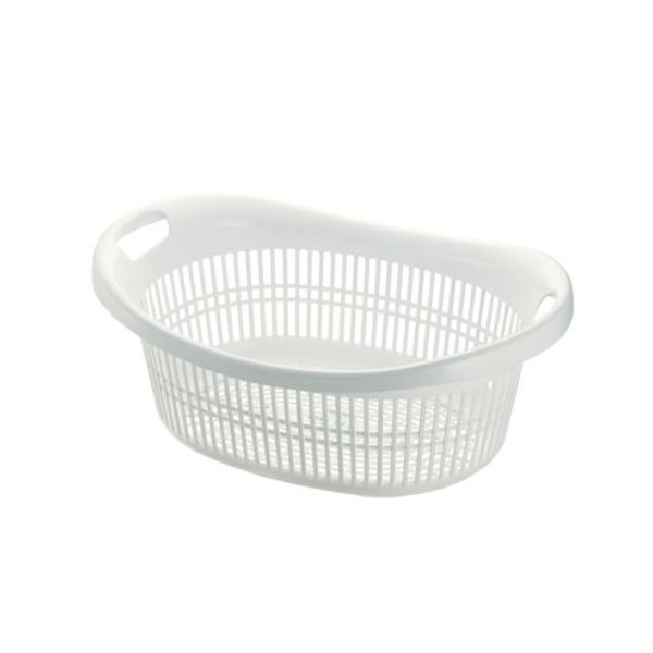 〔まとめ〕 ランドリーバスケット 洗濯かご 約幅54cm ホワイト 18個セット 持ち手付き 抗菌効果 銀イオン配合 シンプルイズム[21]