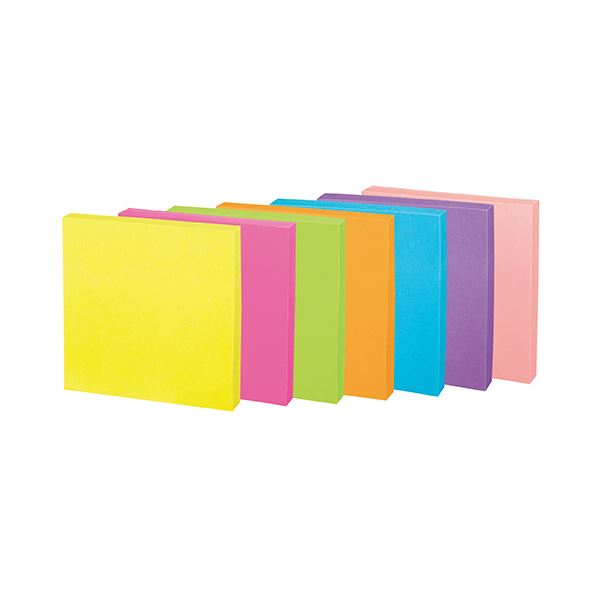 （まとめ） コクヨ 強粘着ふせん［K2］75×75mm ネオンカラー7色 K2メ-KN7575X10 1パック（10冊） 【×5セット】[21]