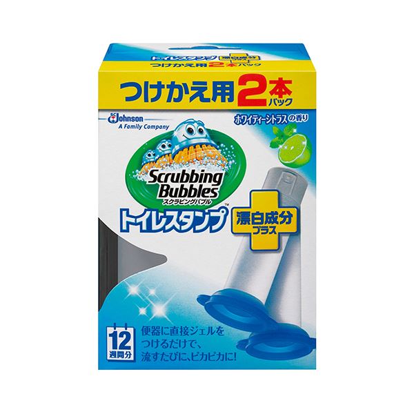 （まとめ）ジョンソン スクラビングバブル トイレスタンプクリーナー 漂白成分プラス ホワイティーシトラスの香り つけかえ用 38g/本 1パック（2本） 【×5セット】[21]