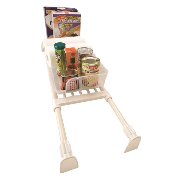 突っ張り棚/突っ張りラック 【パイプタイプ】 幅73〜112cm 長さ調節可 強力 伸縮 セキスイ樹脂製[21]