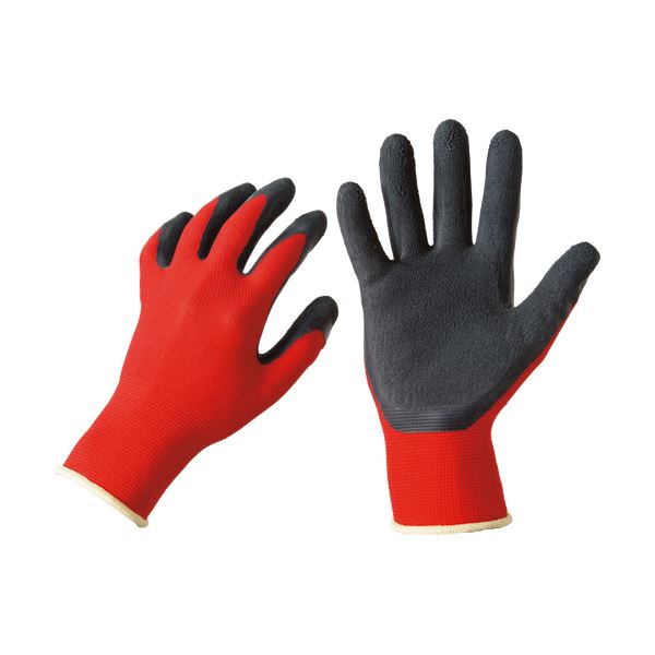 （まとめ）TANOSEE 天然ゴム背抜き手袋 S レッド 1パック（10双） 【×3セット】[21]