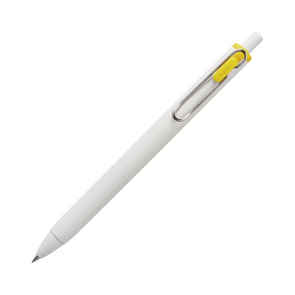 （まとめ）三菱鉛筆 ゲルインクボールペン ユニボール ワン 0.5mm イエロー （軸色：オフホワイト） UMNS05.2 1セット（10本） 【×3セット】[21]