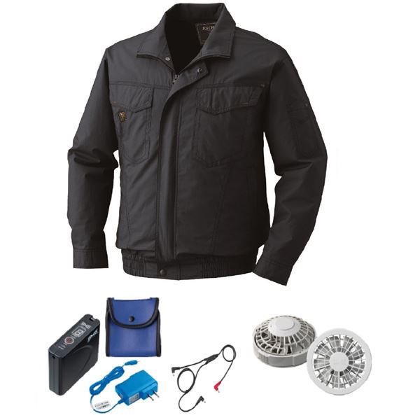 KU91400 空調服 R 綿薄手 タチエリ FAN2200G・RD9261・LISUPER1セット チャコール M[21]