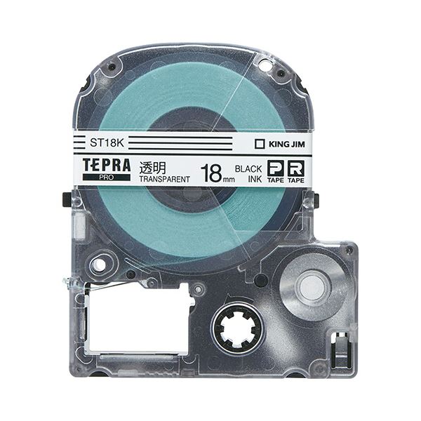 (まとめ) キングジム テプラ PRO テープカートリッジ 18mm 透明／黒文字 ST18K 1個 【×10セット】[21](2)