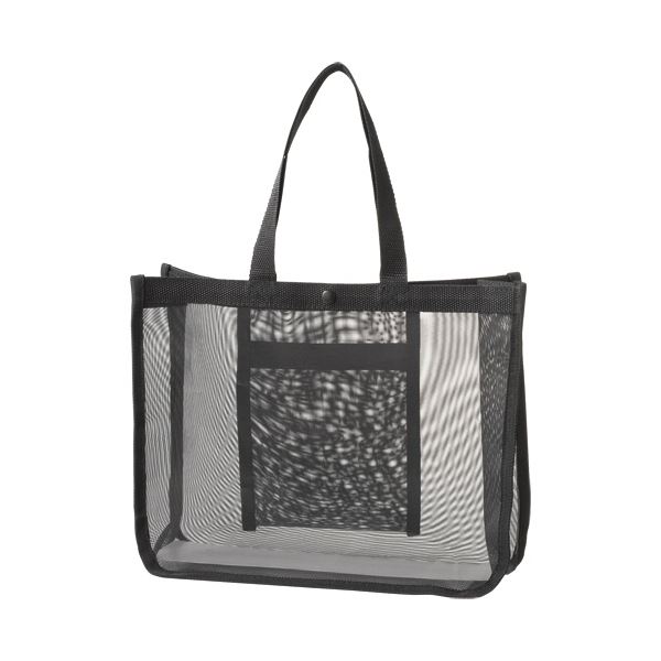 (まとめ）TANOSEE メッシュバッグA4ワイド 黒 1パック（10枚）【×3セット】[21]