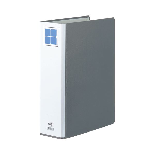 (まとめ) TANOSEE 両開きパイプ式ファイルE A4タテ 600枚収容 背幅86mm グレー 1冊 【×10セット】[21]