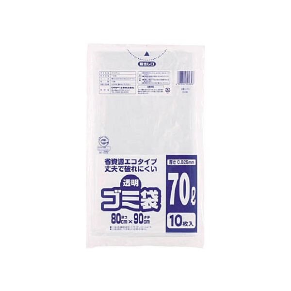 (まとめ) ワタナベ工業 透明ゴミ袋(再生原料タイプ) 70L U-70 1パック(10枚) 【×30セット】[21]