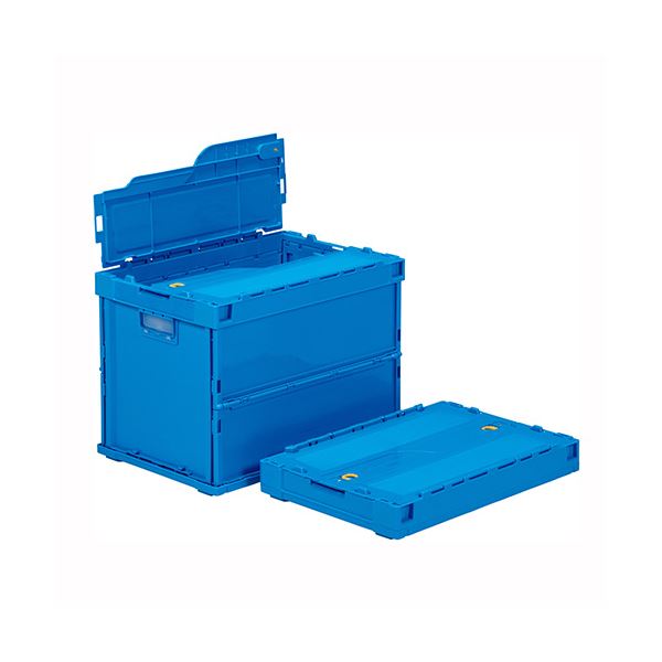 （まとめ） 三甲 オリコン ペタンコ C-60B-B フタ一体型60L ブルー【×2セット】[21]