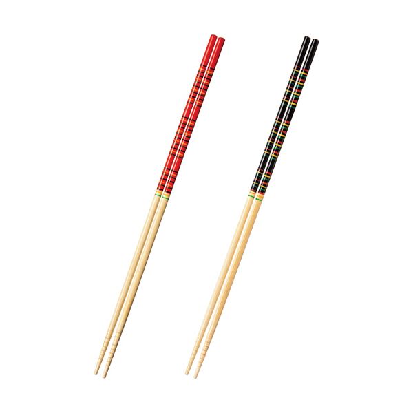 （まとめ）大和物産 カブキ菜箸 赤・黒 約33cm 1パック（2膳） 【×30セット】[21]