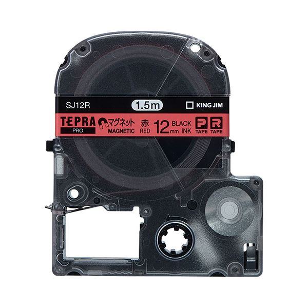 (まとめ) キングジム テプラ PRO テープカートリッジ マグネットテープ 12mm 赤／黒文字 SJ12R 1個 【×10セット】[21]