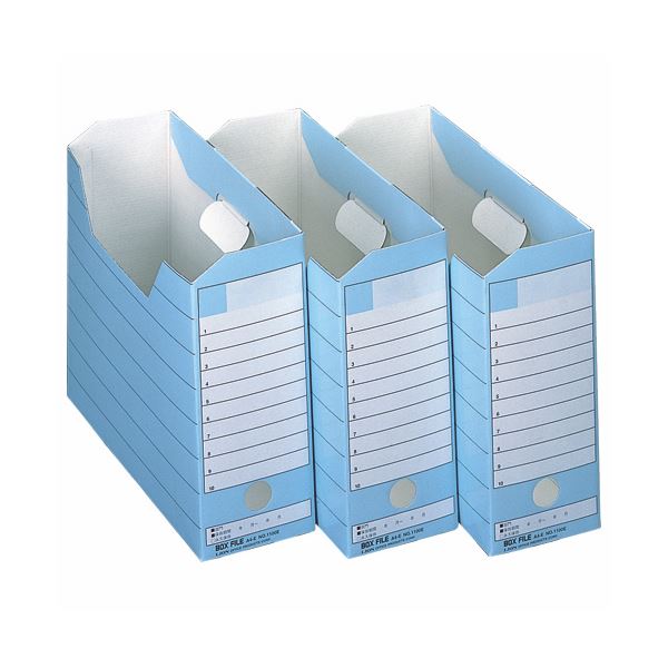 (まとめ) ライオン事務器 ボックスファイルダンボール製 A4ヨコ 背幅105mm ブルー CS-1100E 1パック(3冊) 【×10セット】[21]