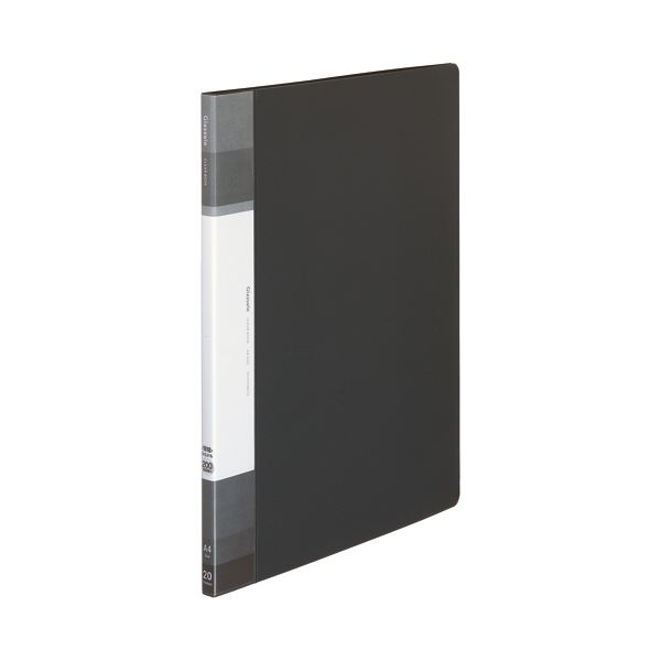 （まとめ）コクヨ クリヤーブック（Glassele） 固定式・背ポケット A4タテ 20ポケット ブラック ラ-GLB..