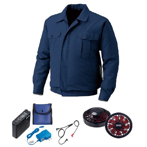 KU90720 空調服 R ポリエステル製 屋外作業用 FAN2200BR・RD9261・LISUPER1セット ダークブルー L[21]