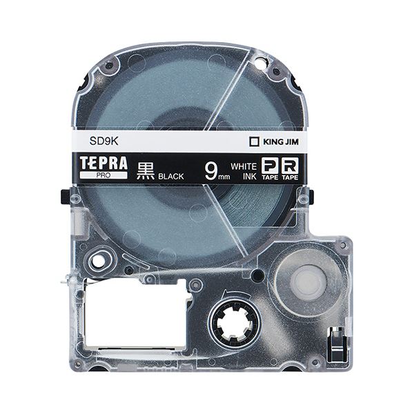 (まとめ) キングジム テプラ PRO テープカートリッジ ビビッド 9mm 黒／白文字 SD9K 1個 【×10セット】[21]