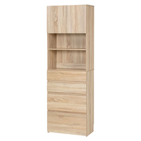 ハイタイプすき間収納 約幅59cm ナチュラル 組立品【代引不可】[21]