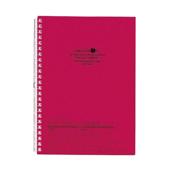 ■商品内容【ご注意事項】・この商品は下記内容×30セットでお届けします。●A5・リーフ30枚のツイストノート。表紙は赤色です。●水面に落ちる水滴をイメージしたピンドットエンボス入の表紙。光の当たる角度によりさまざまな表情を見せます。●360°折り返して使えます。専用リーフの採用で、スリムな綴じ具でもリーフがスムーズに回転!●開ける時:抜き差し・交換したいページを開き、リーフの○印を持ち、上下斜めに軽く引くと、綴じ具が開きます。●閉じる時:リングをつまむだけで閉じられます。リングをつまみ、指を滑らせて音がするように順番に閉じると簡単に閉じられます。■商品スペックサイズ：A5寸法：タテ210×ヨコ154mm罫：B罫罫幅：6mm枚数：30枚行数：29行表紙色：赤材質：表紙:ポリプロピレン(生地厚0.5mm)、綴じ具:ポリカーボネート(透明)、リーフ:上質紙その他仕様：●穴数:24穴●背幅:12mm●最大収容枚数:40枚備考：※A5バインダーノート用20穴リーフは利用できません。【キャンセル・返品について】商品注文後のキャンセル、返品はお断りさせて頂いております。予めご了承下さい。■送料・配送についての注意事項●本商品の出荷目安は【5 - 11営業日　※土日・祝除く】となります。●お取り寄せ商品のため、稀にご注文入れ違い等により欠品・遅延となる場合がございます。●本商品は仕入元より配送となるため、沖縄・離島への配送はできません。[ N-1658-3 ]