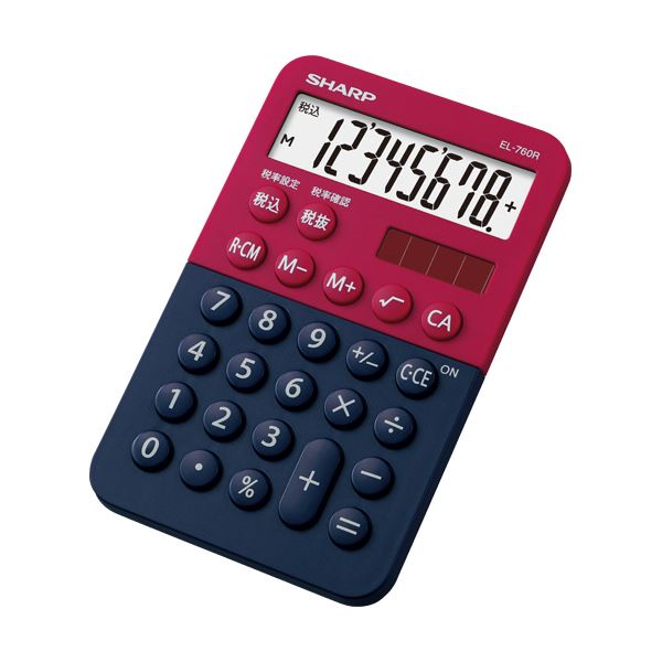(まとめ) シャープ カラー・デザイン電卓 8桁ミニミニナイスサイズ レッド系 EL-760R-RX 1台 【×10セット】[21]