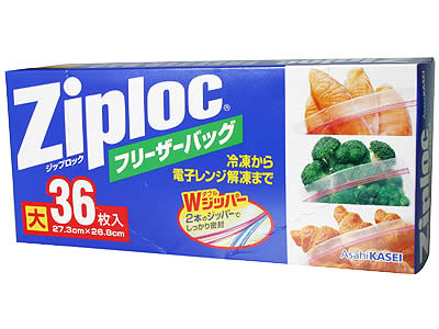 商品説明▼5400円以上送料無料　(但し沖縄県、離島などは別途送料負担があります)　　旭化成　ジップロック フリーザーバッグ 大 36枚入　冷凍保存から電子レンジ解凍まで便利に保存できるパック　食材を密封、新鮮保存に最適。サイズ　27.3cm×26.8cm　○尚、こちらの商品は「キッチン用品：保存袋・容器」のカテゴリに掲載中です。【4901670106596】 ■当店の在庫状況について■掲載商品の在庫は楽天以外の通販店舗及び、卸売部門との在庫共有となっている為、数量限定品を除き在庫設定をしておりません。ご注文頂けた場合でも在庫更新のタイミングにより入荷待ちとなる場合がございます。※メーカーによって異なりますが約2〜7営業日かかります。 メーカー在庫が無く入荷の目処が立たない場合は大変申し訳ございませんがキャンセルのお願いをさせていただいております。 予めご了承の上御利用をお願い申し上げます。