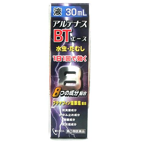 ※商品リニューアル等によりパッケージ及び容量等は変更となる場合があります。ご了承ください。【商品説明】浸透性に優れた液剤タイプ。1日1回の使用で効きます。続けて使える大きめ30ml。【成分・分量】ブテナフィン塩酸塩・・・1.0gクロタミトン・・・5.0gリドカイン・・・2.0gグリチルレチン酸・・・0.5gクロルフェニラミンマレイン酸塩・・・0.5gイソプロピルメチルフェノール・・・0.3gL-メントール・・・1.0gdl-カンフル・・・1.0g＜添加物＞エタノール、1,3-ブチレングリコール、pH調節剤を含有します。【効能・効果】水虫，いんきんたむし，ぜにたむし【用法・用量】1日1回、適量を患部に塗布してください。＜用法・容量に関連する注意＞（1）患部やその周囲が汚れたまま使用しないでください。（2）目に入らないように注意してください。万一，目に入った場合には，すぐに水またはぬるま湯で洗い，直ちに眼科医の診療を受けてください。（3）小児に使用させる場合には，保護者の指導監督のもとに使用させてください。（4）外用にのみ使用してください。【商品区分】指定第2類医薬品【使用上の注意】●してはいけないこと（守らないと現在の症状が悪化したり，副作用が起こりやすくなる）1.次の人は使用しないで下さい。本剤又は本剤の成分によりアレルギー症状を起こしたことのある人。2.次の部位には使用しないこと（1）目や目の周囲，粘膜（例えば，口腔，鼻腔，膣等），陰のう，外陰部等。（2）湿疹。（3）湿潤，ただれ，亀裂や外傷のひどい患部。●相談すること1．次の人は使用前に医師または薬剤師に相談すること 　（1）医師の治療を受けている人。 　（2）妊婦又は妊娠していると思われる人。 　（3）乳幼児。 　（4）薬によりアレルギー症状を起こしたことがある人。 　（5）患部が顔面または広範囲の人。 　（6）患部が化膿している人。 　（7）「湿疹」か「水虫，いんきんたむし，ぜにたむし」かがはっきりしない人。（陰のうにかゆみ・ただれ等の症状がある場合は，湿疹等他の原因による場合が多い。） 2．使用後、次の症状があらわれた場合は副作用の可能性があるので、直ちに使用を中止しこの説明書をもって医師または薬剤師に相談してください。[関係部位・・・症状]皮膚・・・発疹・発赤，かゆみ，かぶれ，はれ，刺激感，落屑，ただれ，水疱,亀裂,乾燥感,ヒリヒリ感 3．2週間位使用しても症状がよくならない場合は使用を中止し、説明文書を持って医師、薬剤師又は医薬品登録販売者に相談してください。【保管及び取扱いの注意】1）直接日光の当たらない涼しい所に密栓して保管してください。 （2）小児の手のとどかない所に保管してください。 （3）他の容器に入れ替えないでください。（誤用の原因になったり品質が変わるのを防ぐため。）（4）使用期限を過ぎた製品は使用しないでください。 　なお，使用期限内であっても開封後はなるべく早く使用してください。(品質保持のため)（5）火気に近づけないでください。また、使用済みの容器は火中に投げないで下さい。（6）本剤のついた手で、目や粘膜に触れないでください。 （7）合成樹脂(スチロール等)を軟化したり、塗料を溶かしたりすることがありますので、床や家具等につかないようにしてください。【製造販売元】奥田製薬株式会社大阪市北区天満1丁目4-5＜お問合せ先＞奥田製薬株式会社お客様相談窓口（06）6351-2100受付時間：午前9時から午後5時まで（土日祝日を除く）【広告文責】株式会社ザグザグ（086-207-6300）